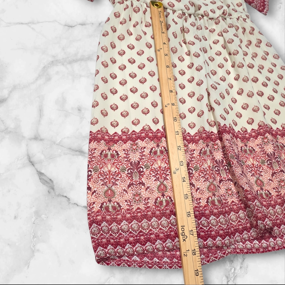 Charlotte Russe Short Sleeve Cream and Red Dress Size Small (S) C1 - Picture 8 of 9